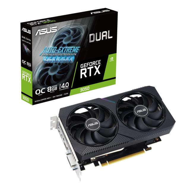 Видеокарта ASUS Dual GeForce RTX 3050 V2 OC Edition 8GB GDDR6, 128-bit, DVI, HDMI, DP