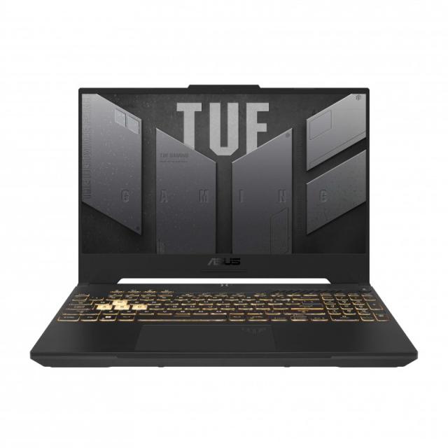 Лаптоп ASUS TUF GAMING F15 FX507ZU4-LP056, (14-ядрен) Intel Core i7-12700H 3.5 Ghz, (8M Cache, up to 4.7 GHz) 15.6'' (39.62 cm) FHD/IPS/144Hz, 16GB DDR4, PCIe SSD 1TB, NVIDIA GeForce RTX 4050 6GB GDDR6,  GRAY RGB KB, Free DOS 