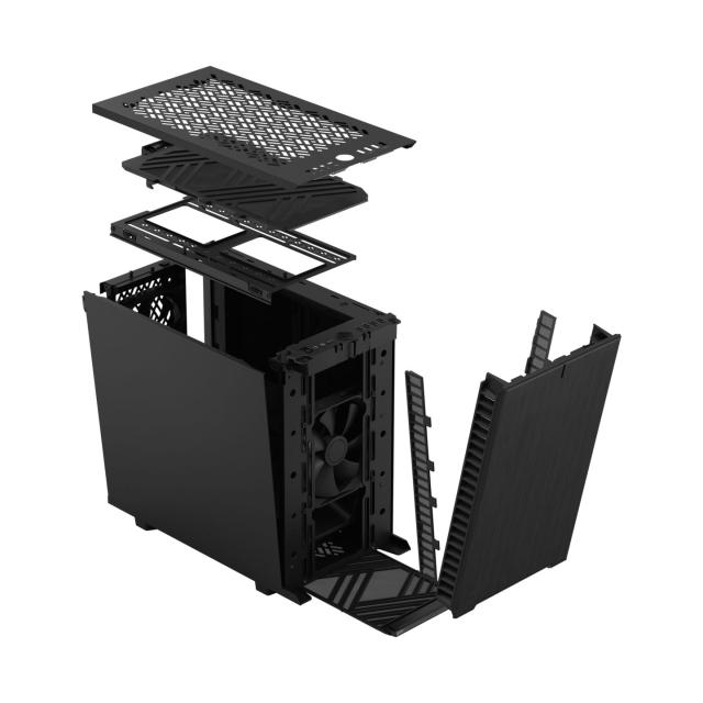 Кутия Fractal Design Define 7  NANO SOLID, 1x USB 3.1 Gen 2 Type-C, 2x USB 3.0, 2x USB 2.0, Audio, Black, mATX