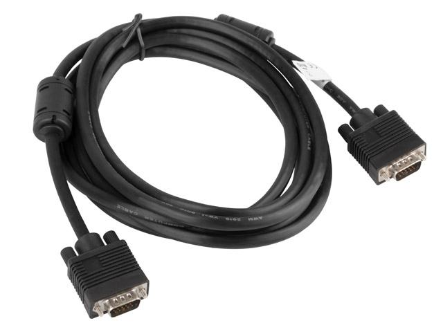 Кабел Lanberg VGA M/M cable 5m dual-shielded, 2x ferrite, black