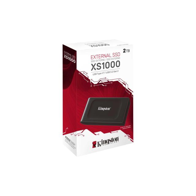 Външен SSD Kingston XS1000 2TB, USB 3.2 Gen2 Type-C, Черен