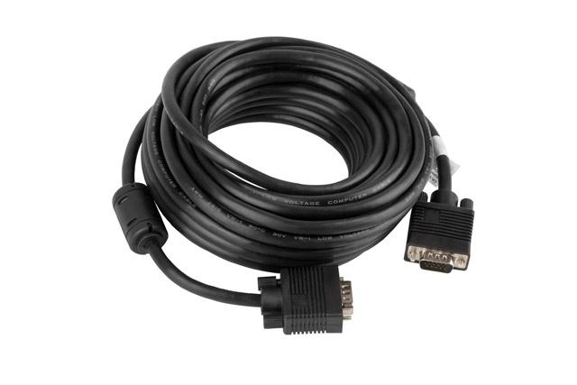 Кабел Lanberg VGA M/M cable 10m dual-shielded, 2x ferrite, black