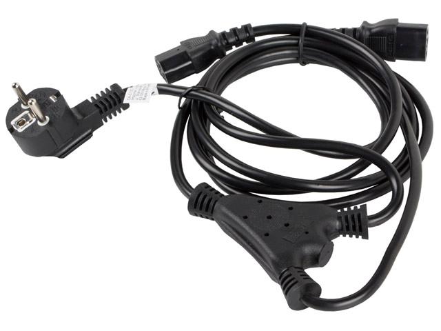 Кабел Lanberg CEE 7/7 -> 2X IEC 320 C13 power cord 2m VDE, black