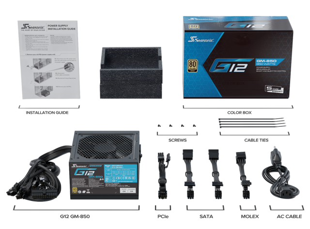 Захранване Seasonic G12 GM-850, 850W, 80 PLUS GOLD