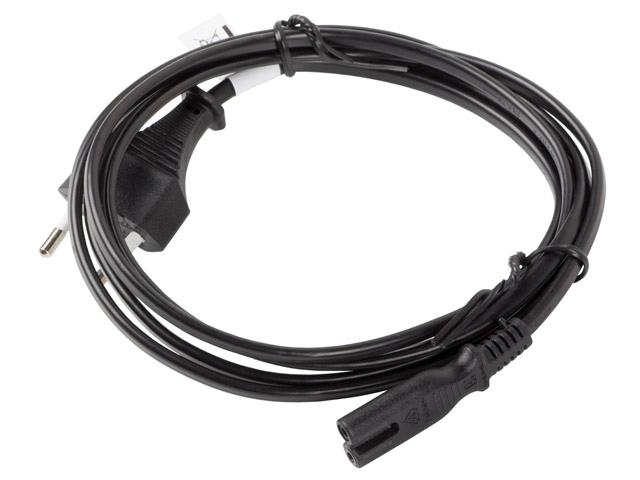 Кабел Lanberg CEE 7/16 -> IEC 320 C7 EURO (RADIO) power cord 1.8m VDE, black