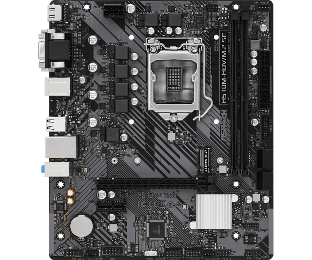 Дънна платка ASROCK H510M-HDV/M.2 SE, LGA1200, DDR4, PCIe 4.0, (DVI/VGA/HDMI), 4x SATA3 6Gb/s, 1x M.2 PCIe 3.0, mATX