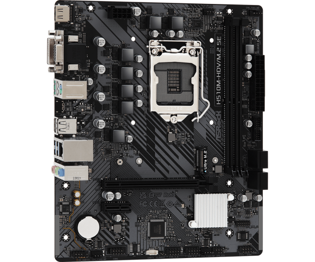 Дънна платка ASROCK H510M-HDV/M.2 SE, LGA1200, DDR4, PCIe 4.0, (DVI/VGA/HDMI), 4x SATA3 6Gb/s, 1x M.2 PCIe 3.0, mATX