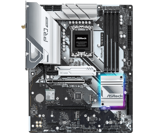 Дънна платка ASROCK Z790 PRO RS WIFI /D5 WIFI, B790, LGA1700, DDR5, PCIe 4.0, (DP/HDMI) (CF), 8x SATA3 6Gb/s, 4 Hyper M.2 (PCIe Gen4x4) , USB Type-C, Wi-Fi 6E + Bluetooth, ATX