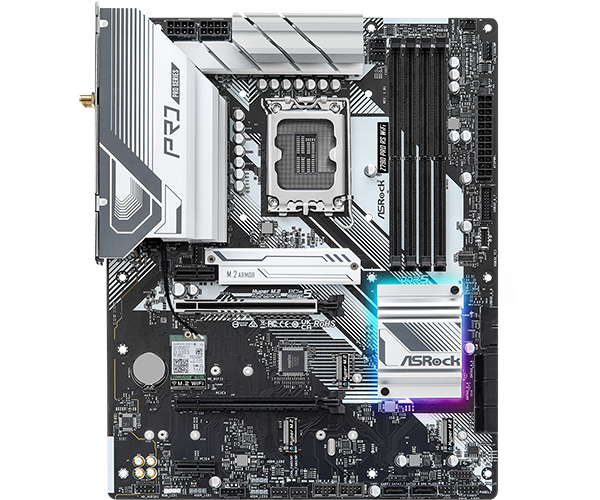 Дънна платка ASROCK Z790 PRO RS WIFI /D5 WIFI, B790, LGA1700, DDR5, PCIe 4.0, (DP/HDMI) (CF), 8x SATA3 6Gb/s, 4 Hyper M.2 (PCIe Gen4x4) , USB Type-C, Wi-Fi 6E + Bluetooth, ATX