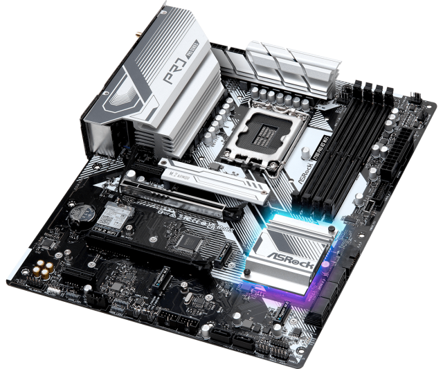 Дънна платка ASROCK Z790 PRO RS WIFI /D5 WIFI, B790, LGA1700, DDR5, PCIe 4.0, (DP/HDMI) (CF), 8x SATA3 6Gb/s, 4 Hyper M.2 (PCIe Gen4x4) , USB Type-C, Wi-Fi 6E + Bluetooth, ATX