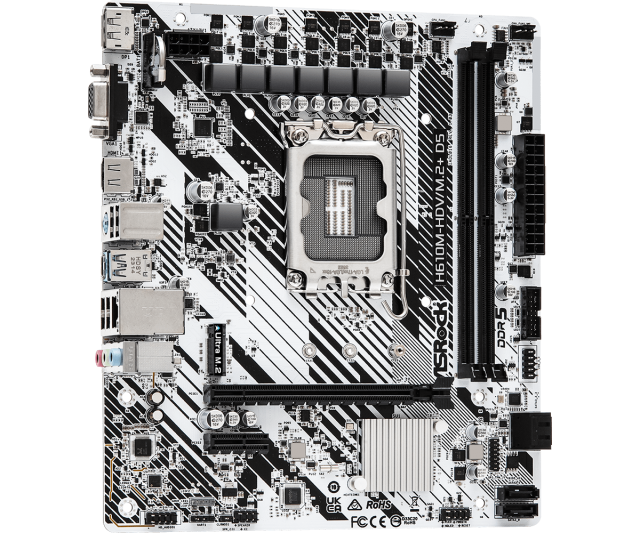 Дънна платка ASRock H610M-HDV/M.2+ D5, LGA1700, DDR5,  (DP/HDMI/VGA), PCI-E 4.0,  4x SATA 6Gb/s, 1x M.2, 3x USB 3.2 Gen1, 1x USB Type-C, mATX