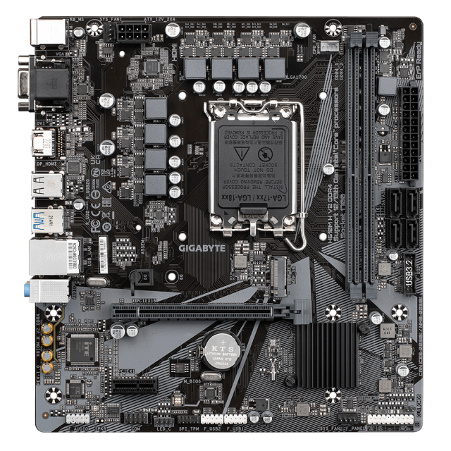 Дънна платка GIGABYTE H610M H V2, LGA1700, 2xDDR4, PCI-E 4.0 (HDMI/VGA), 1x M.2 PCIe 3.0 x4/x2, 4x SATA 6Gb/s, Micro ATX