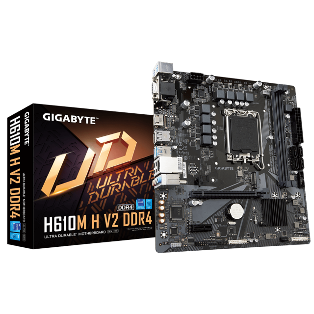 Дънна платка GIGABYTE H610M H V2, LGA1700, 2xDDR4, PCI-E 4.0 (HDMI/VGA), 1x M.2 PCIe 3.0 x4/x2, 4x SATA 6Gb/s, Micro ATX