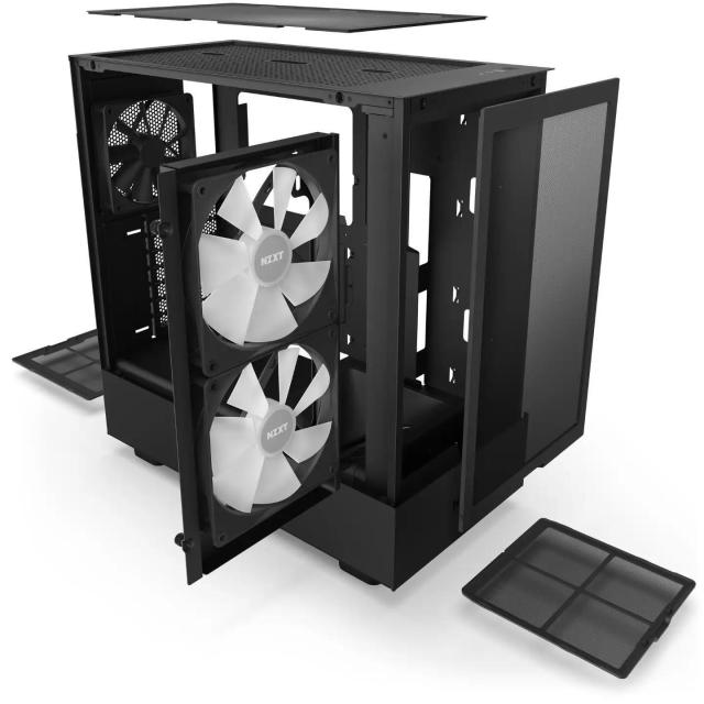 Кутия NZXT H5 Flow RGB Matte Black, Mid-Tower,  USB 3.2 Gen 1 x1, USB 3.2 Gen 2 x1, Headset Audio Jack:1, ATX