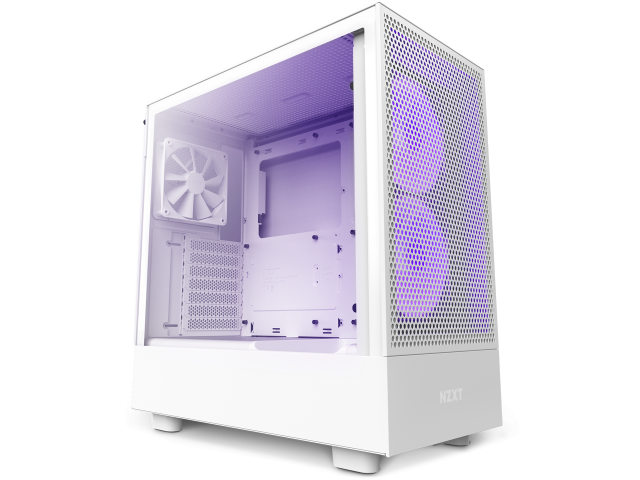 Кутия NZXT H5 Flow RGB Matte White, Mid-Tower,  USB 3.2 Gen 1 x1, USB 3.2 Gen 2 x1, Headset Audio Jack:1, ATX