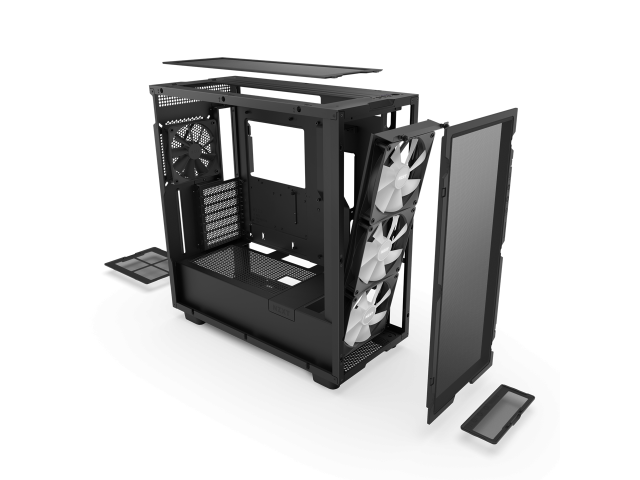 Кутия NZXT H7 Flow RGB Matte Black Mid-Tower, USB 3.2 Gen 1 x2, USB 3.2 Gen 2 x1, Headset Audio Jack: x1, ATX