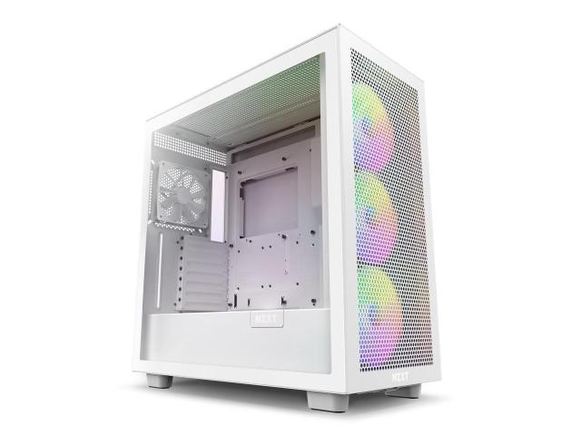 Кутия NZXT H7 Flow RGB Matte White Mid-Tower, USB 3.2 Gen 1 x2, USB 3.2 Gen 2 x1, Headset Audio Jack: x1, ATX