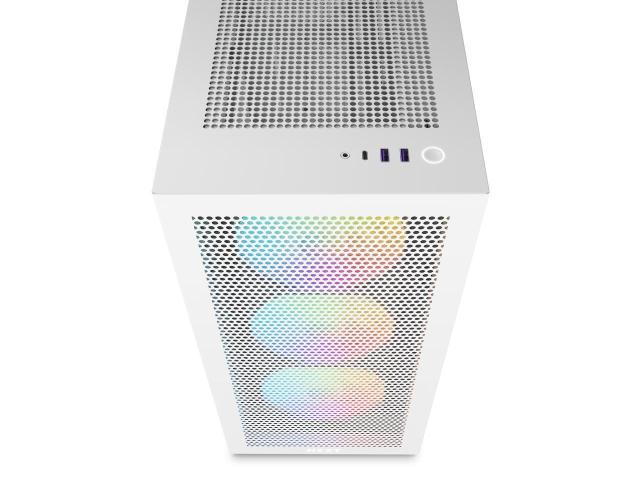Кутия NZXT H7 Flow RGB Matte White Mid-Tower, USB 3.2 Gen 1 x2, USB 3.2 Gen 2 x1, Headset Audio Jack: x1, ATX