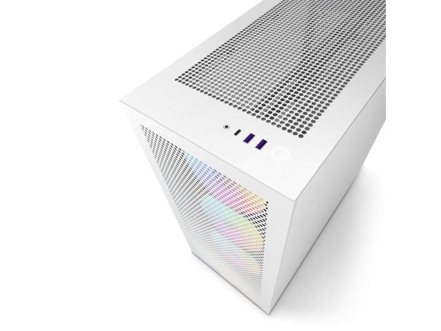 Кутия NZXT H7 Flow RGB Matte White Mid-Tower, USB 3.2 Gen 1 x2, USB 3.2 Gen 2 x1, Headset Audio Jack: x1, ATX