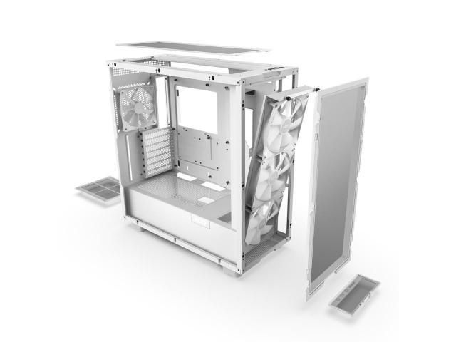 Кутия NZXT H7 Flow RGB Matte White Mid-Tower, USB 3.2 Gen 1 x2, USB 3.2 Gen 2 x1, Headset Audio Jack: x1, ATX