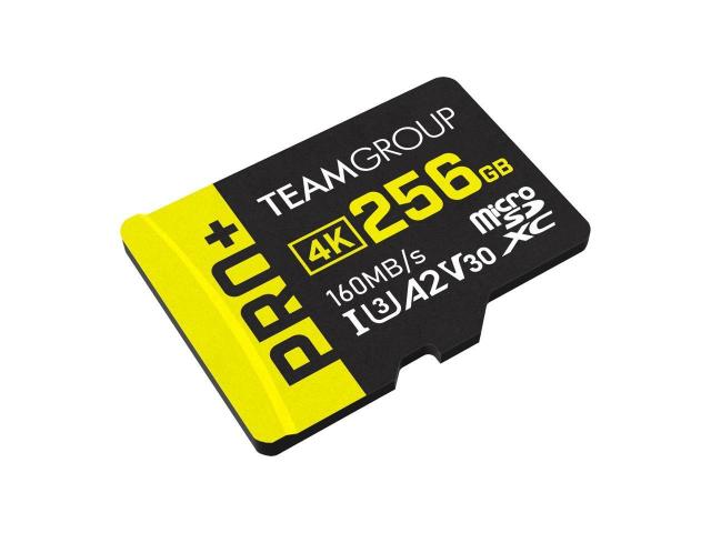 Карта памет Team Group PRO Plus microSDXC 256GB, UHS-I U3, A2, V30 + SD Адаптер