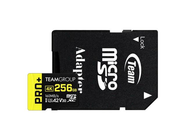 Карта памет Team Group PRO Plus microSDXC 256GB, UHS-I U3, A2, V30 + SD Адаптер