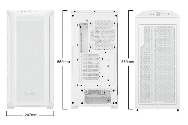 Кутия be quiet! Shadow Base 800 FX, 2x USB 3.2 Type-A, 1x USB 3.2 Type-C, бяла, E-ATX/ATX/mATX/Mini-ITX, без захранване