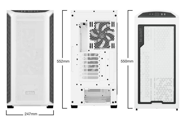 Кутия be quiet! Shadow Black 800 DX, 1 x USB 3.2 Type-C, 2 x USB 3.2 Type A, HD Audio, бяла, EATX ATX mATX Mini-ITX