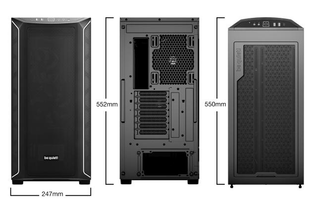 Кутия be quiet! Shadow Black 800 DX, 1 x USB 3.2 Type-C, 2 x USB 3.2 Type A, HD Audio, черна, EATX ATX mATX Mini-ITX