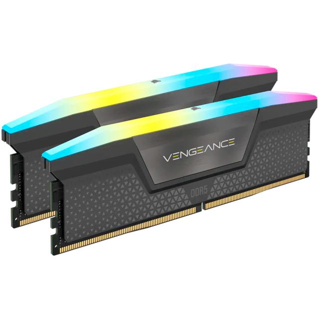 Памет Corsair VENGEANCE Black Heatspreader, RGB LED 32GB 2x16GB DDR5 6000MHz, LC30, 1.4V 