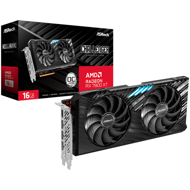 Видео карта Asrock AMD Radeon RX7800XT Challenger 16GB OC, GDDR6, 256-bit, 3x DisplayPort 2.1, 1x HDMI