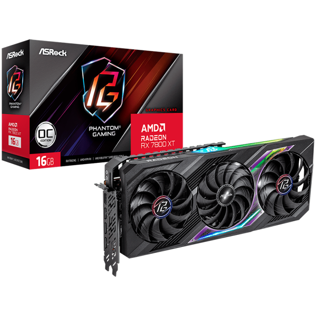 Видео карта Asrock AMD Radeon RX7800XT Phantom Gaming 16GB OC, GDDR6, 256-bit, 1x HDMI, 3x DisplayPort 2.1
