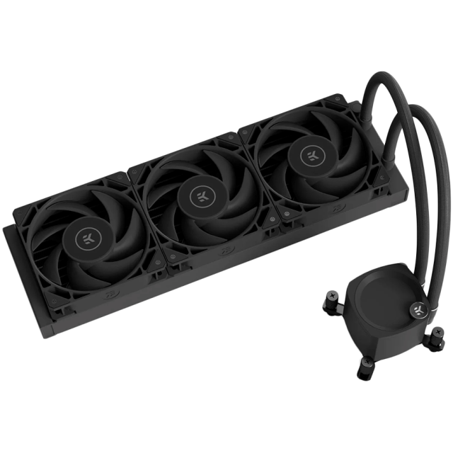 Охладител за процесор Ekwb EK-Nucleus AIO CR360 Dark,  3x EK-FPT FAN 120 PWM fans, Intel LGA: 115x, 1200, 1700, 2011, 2011-3, 2066, AMD Sockets: AM4, AM5