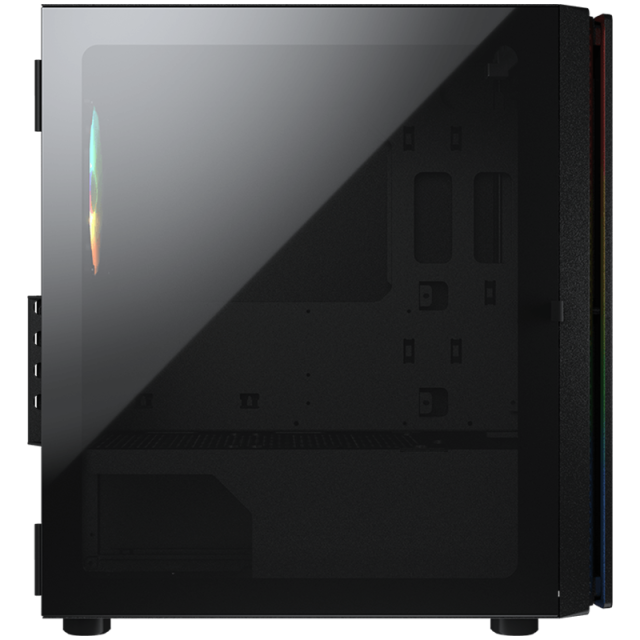 Кутия COUGAR Purity RGB, USB 3.0 x 2, USB 2.0 x 1, Mic x 1 / Audio x 1, Mini ITX / Micro ATX, черна