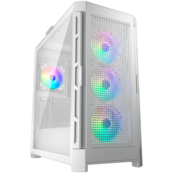 Кутия COUGAR DUOFACE PRO RGB White, Mid-Tower, Tempered Glass, 1x Type-C Gen 2, 2x USB 3.0, 1x USB 2.0, Audio/Mic 3.5mm jack, RGB Button, mITX/mATX/ATX/CEB/E-ATX