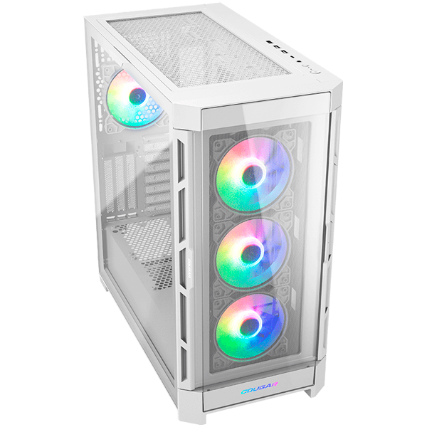 Кутия COUGAR DUOFACE PRO RGB White, Mid-Tower, Tempered Glass, 1x Type-C Gen 2, 2x USB 3.0, 1x USB 2.0, Audio/Mic 3.5mm jack, RGB Button, mITX/mATX/ATX/CEB/E-ATX