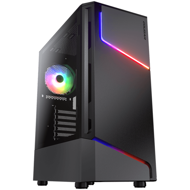 Кутия COUGAR MX360 RGB, Mid Tower, Tempered Glass, USB 3.0 x 2, USB 2.0 x 1, Mic x 1 / Audio x 1, Mini ITX / Micro ATX / ATX