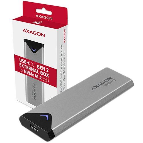 Кутия AXAGON EEM2-UG2 за M.2 NVMe (2242/2260/2280) SSD, USB C 3.2 Gen 2, сива