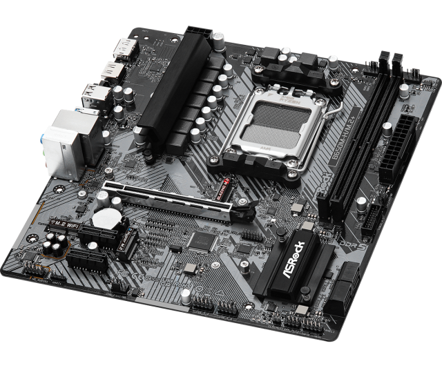 Дънна платка ASRock B650M-H/M.2+, B650, AM5, DDR5, PCIe 4.0, 1x M.2, 4x SATA 6Gb/s, 1x USB 3.2 Gen2 Type-C, 3x USB 3.2 Gen2, Micro ATX