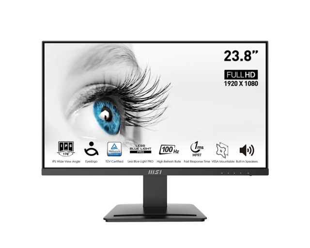 Монитор MSI Pro MP243X, 23.8" (60.45 cm) IPS панел, 100Hz, Full HD, 1ms, DisplayPort, HDMI