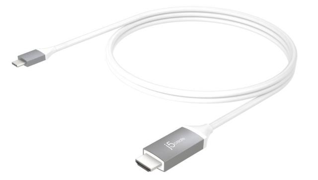 Кабел j5create JCC153G, USB-C мъжко - HDMI мъжко, 1.8 m, Бял