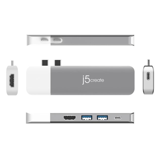 Мултипортов адаптер, j5create JCD387, 2 модула, USB-C