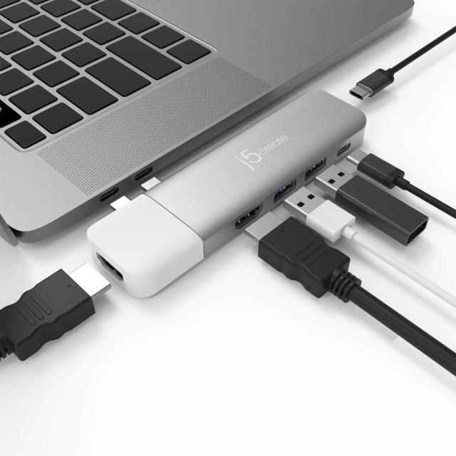 Мултипортов адаптер, j5create JCD387, 2 модула, USB-C