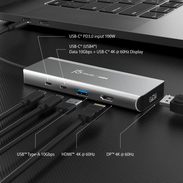 Мултипортов адаптер, j5create Mini Dock JCD401 USB4, USB-C, 4K HDMI