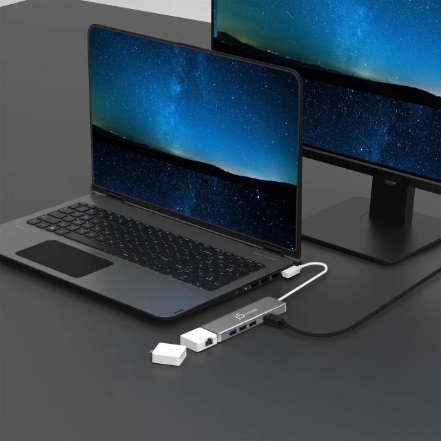 Мултипортов адаптер, j5create JCD375, 2 модула, USB-C