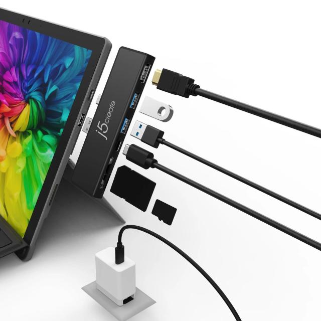 Мултипортов адаптер,  j5create LTRADRIVEMINIDOCK JCD324, За Surface Pro 7