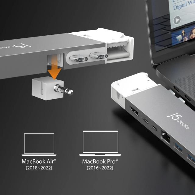 Мултипортов адаптер j5create JCD395, USB4 Hub, MagSafe Kit, За MacBook Pro 2021/2022