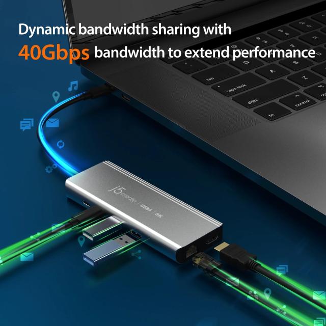 Мултипортов адаптер, j5create JCD403, USB4, 8K, Gigabit Ethernet