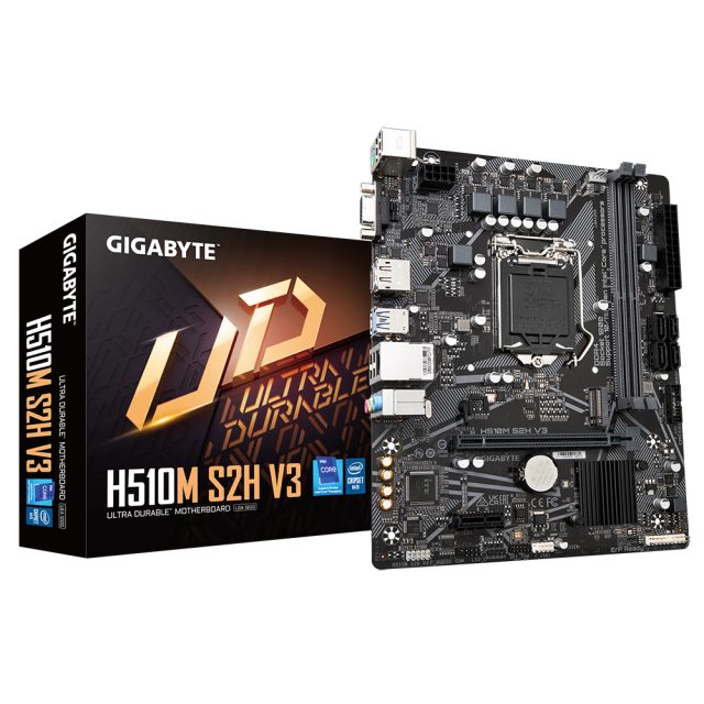 Дънна платка Gigabyte H510M-S2H V3, H470, LGA1200, DDR4, PCI-E 3.0, 4x SATA 6Gb/s, 1x M.2, 4x USB 3.2 Gen 1, VGA, HDMI, DP, mATX