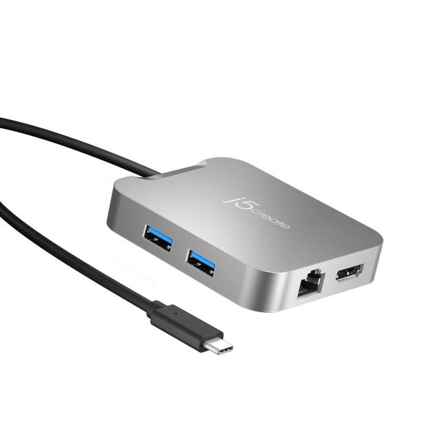 Мултипортов адаптер, j5create JCD391 86W, USB-C, USB-A, HDMI, RJ-45